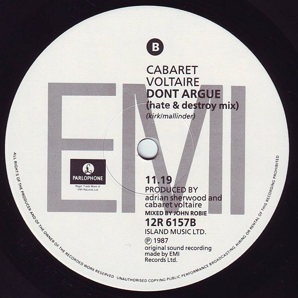 Cabaret Voltaire - Don't Argue | Parlophone (12R 6157) - 4