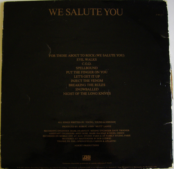 AC/DC - For Those About To Rock (We Salute You) | Atlantic (S 90.471) - 2