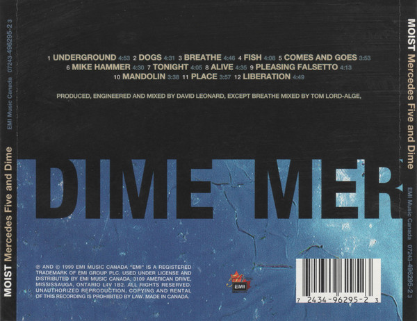Moist - Mercedes Five And Dime (CD) | EMI Music Canada (07243-496295-2 3) - 2