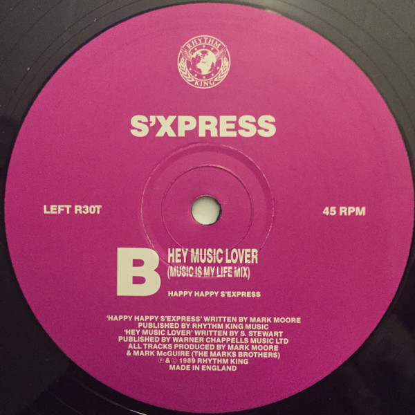 S'Express - Hey Music Lover (Spatial Expansion Mix) | Rhythm King (LEFT R30T) - 4