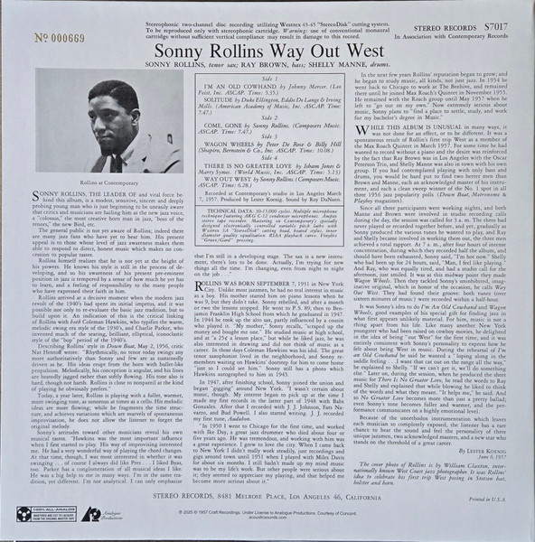 Sonny Rollins - Way Out West | Stereo Records (S7017) - 3