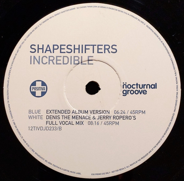 Shapeshifters - Incredible | Positiva (12TIVDJD233)