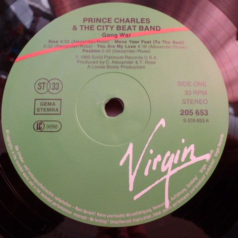 Prince Charles And The City Beat Band - Gang War | Virgin (205 653) - 3