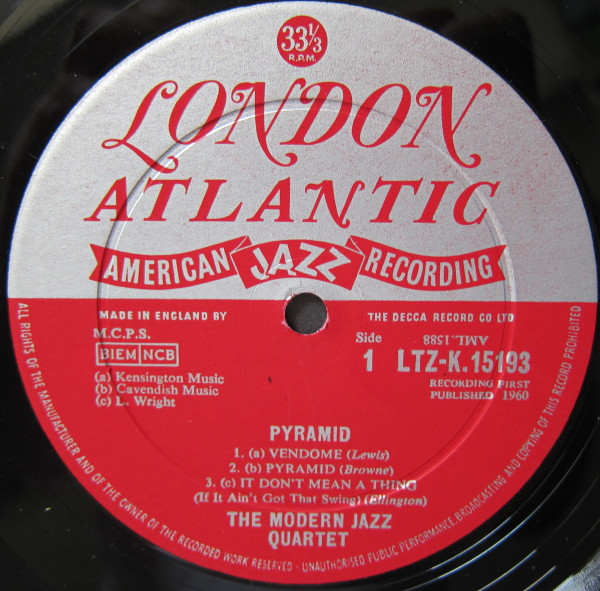 The Modern Jazz Quartet - Pyramid | London Records (LTZ-K. 15193) - 3 The Modern Jazz Quartet - Pyramid | London Records (LTZ-K. 15193) - 3