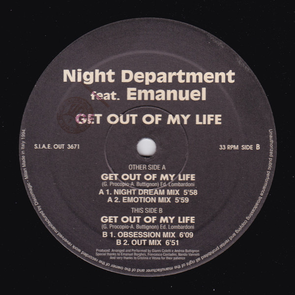 Night Department Feat. Emanuel - Get Out Of My Life | Out (OUT 3671) - 2 Night Department Feat. Emanuel - Get Out Of My Life | Out (OUT 3671) - 2
