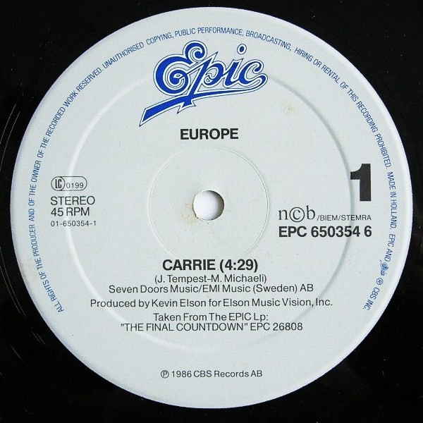 Europe - Carrie | Epic (EPC 650354 6) - 3