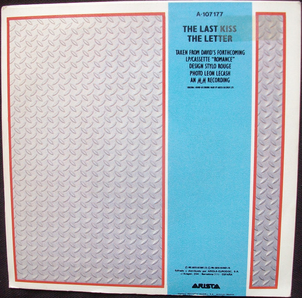 David Cassidy - The Last Kiss | Arista (A-107 177) - 2