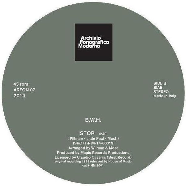 B.W.H. - Livin' Up / Stop | Archivio Fonografico Moderno (ARFON 07) - 4