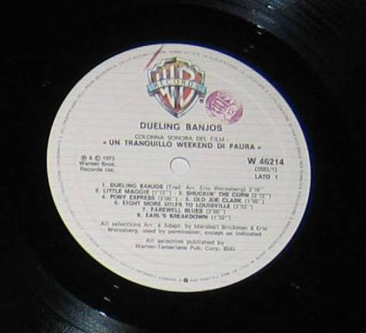 Eric Weissberg And Steve Mandell - Dueling Banjos From The Original Sound Track Of Deliverance And Additional Music | Warner Bros. Records (W 46214) - 2