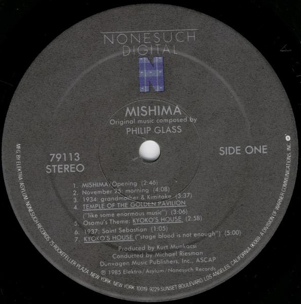 Philip Glass - Mishima | Nonesuch (9 79113-1 F) - 3