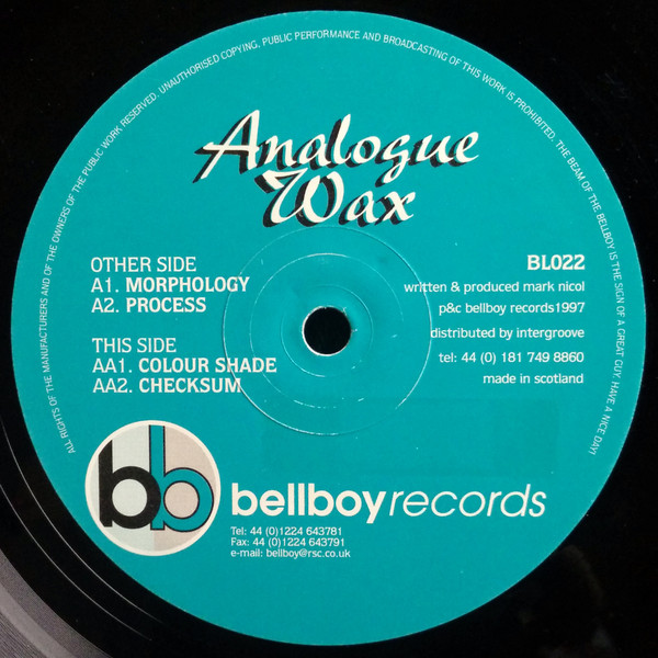 Analogue Wax - Morphology | Bellboy Records (BL 022) - main