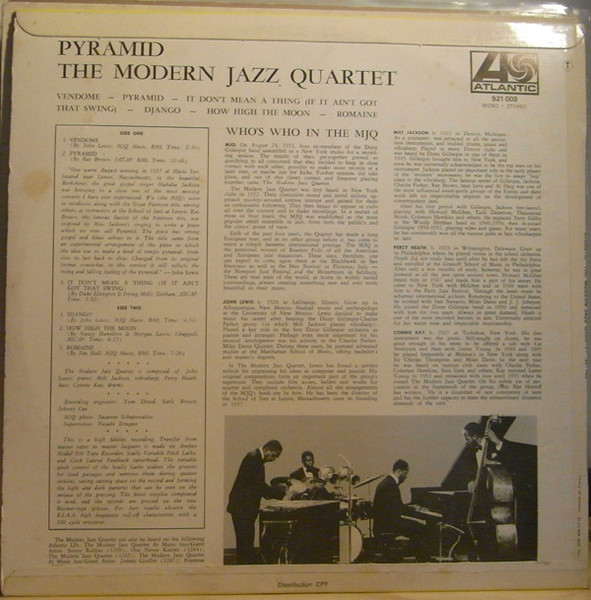 The Modern Jazz Quartet - Pyramid | Atlantic (921 009) - 2