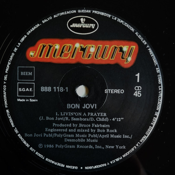 Bon Jovi - Livin' On A Prayer | Mercury (888 118-1) - 3