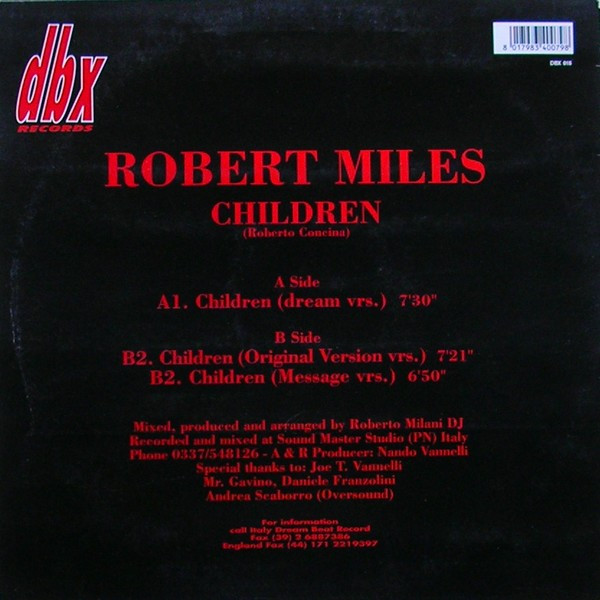 Robert Miles - Children... | DBX Records (DBX 015) - 2