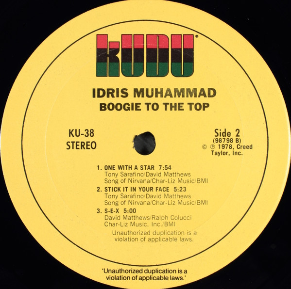 Idris Muhammad - Boogie To The Top | Kudu (KU 38) - 4