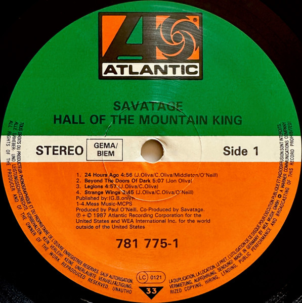 Savatage - Hall Of The Mountain King | Atlantic (781 775-1) - 3