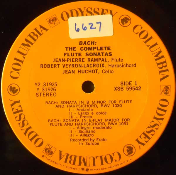 Johann Sebastian Bach - Jean-Pierre Rampal - The Complete Flute Sonatas | Odyssey (Y2 31925) - 3