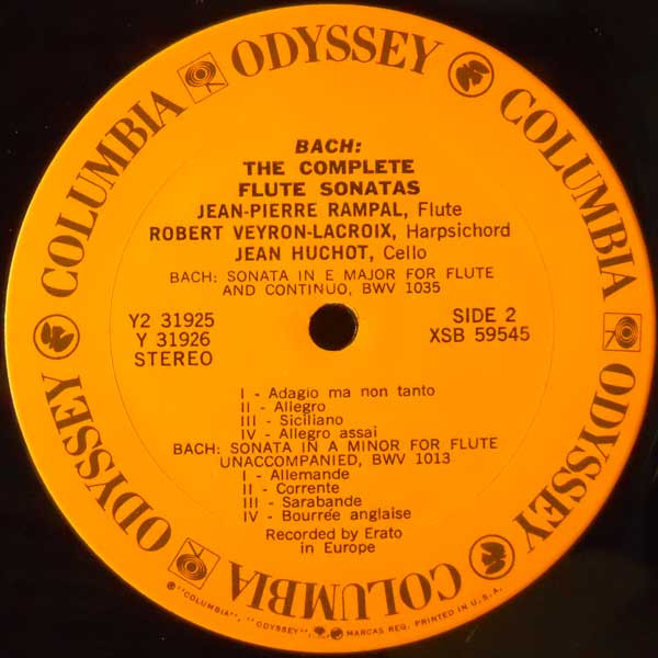 Johann Sebastian Bach - Jean-Pierre Rampal - The Complete Flute Sonatas | Odyssey (Y2 31925) - 4