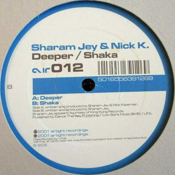 Sharam Jey & Nick K - Deeper / Shaka | Airtight (AIR 012)