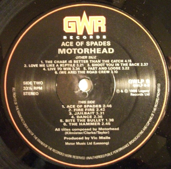 Motörhead - Ace Of Spades | GWR Records (GWLP 6) - 4 Motörhead - Ace Of Spades | GWR Records (GWLP 6) - 4
