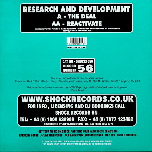 Research And Development - The Deal / Reactivate | Shock Records (SHOCK1056) - main