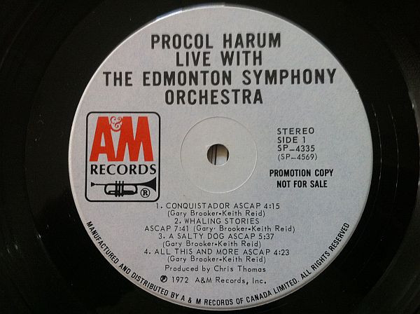 Procol Harum In Concert With The Edmonton Symphony Orchestra - Live | A&M Records (SP 4335) - 2