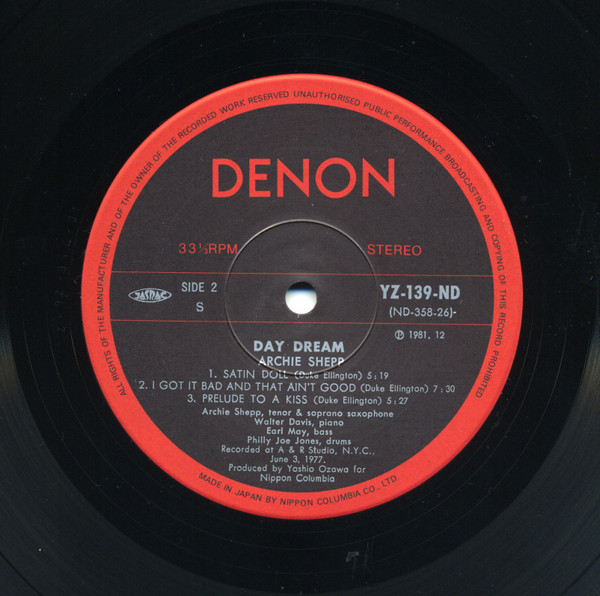 Archie Shepp - Day Dream | Denon Jazz (YZ-139-ND) - 4