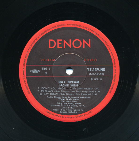 Archie Shepp - Day Dream | Denon Jazz (YZ-139-ND) - 3