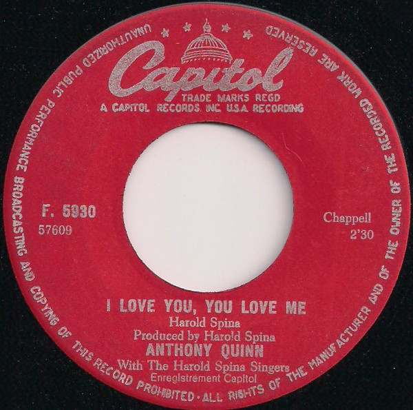 Anthony Quinn - I Love You, You Love Me | Capitol Records (F. 5930) - 2