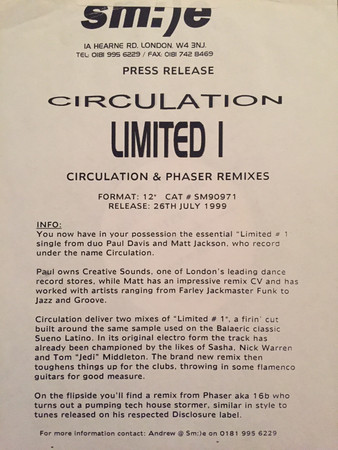 Circulation - Limited 1 | Sm:)e Communications (SM90971) - 3 Circulation - Limited 1 | Sm:)e Communications (SM90971) - 3