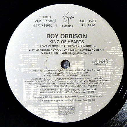 Roy Orbison - King Of Hearts | Virgin America (VUSLP 58) - 4 Roy Orbison - King Of Hearts | Virgin America (VUSLP 58) - 4