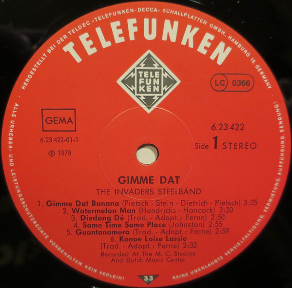 The Invaders Steelband - Gimme Dat | Telefunken (6.23 422) - 3