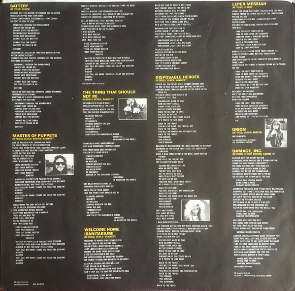 Metallica - Master Of Puppets [Vinyl] | Elektra (96 04391) - 4