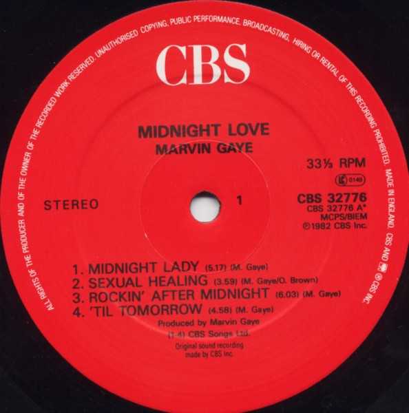 Marvin Gaye - Midnight Love | CBS (CBS 32776) - 3 Marvin Gaye - Midnight Love | CBS (CBS 32776) - 3