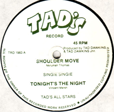 Singie Singie / Tad's All Stars - Shoulder Move / Tonight's The Night | Tad's Record (TRD 1983) - main