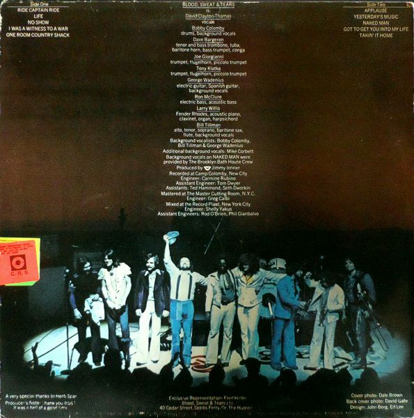 Blood, Sweat And Tears Featuring David Clayton-Thomas - New City | CBS (CBS 80784) - 2