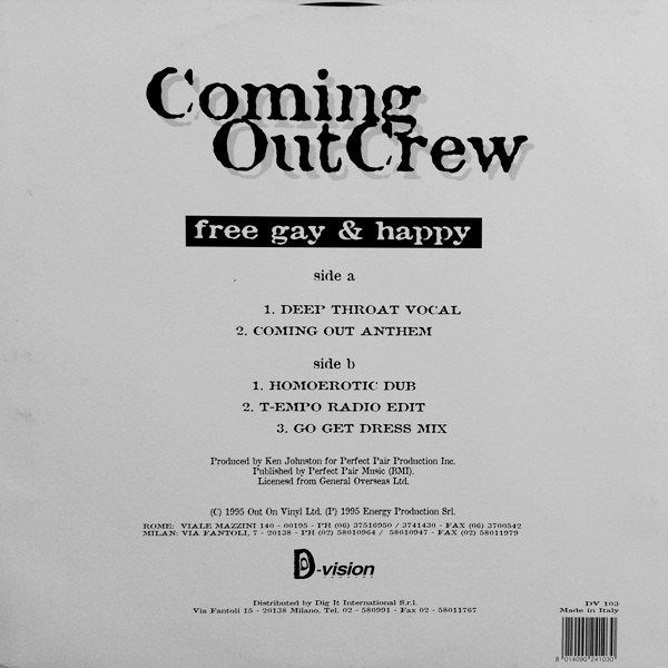 Coming Out Crew - Free Gay & Happy | D:vision Records (DV 103) - 2 Coming Out Crew - Free Gay & Happy | D:vision Records (DV 103) - 2