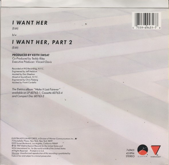 Keith Sweat - I Want Her | Elektra (7-69431) - 2 Keith Sweat - I Want Her | Elektra (7-69431) - 2
