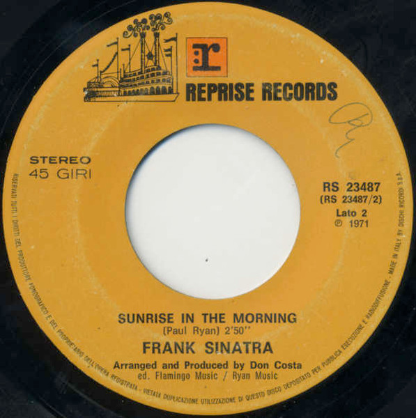 Frank Sinatra - I Will Drink The Wine | Reprise Records (RS 23487) - 3