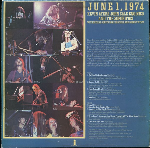 Kevin Ayers - John Cale - Brian Eno - Nico - June 1, 1974 | Island Records (ILPS 9291) - 2