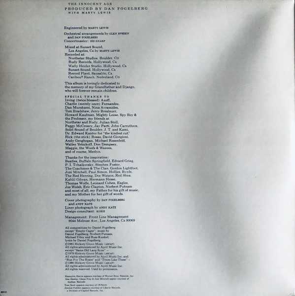 Dan Fogelberg - The Innocent Age | Full Moon (EPC 88533) - 2