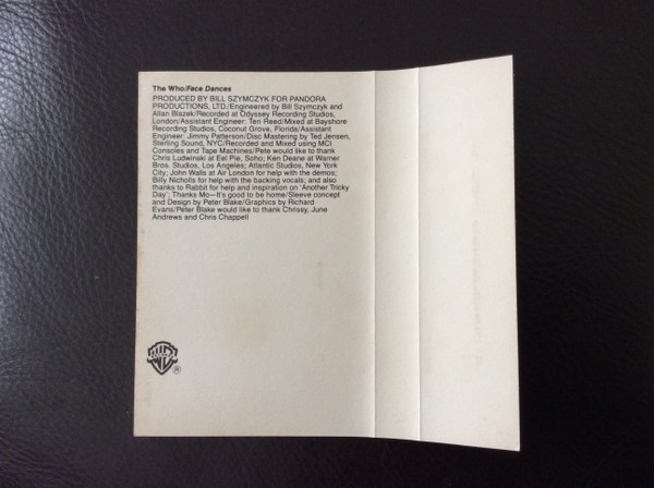 The Who - Face Dances [Cassette] | Warner Bros. Records (XW5-3516) - 3