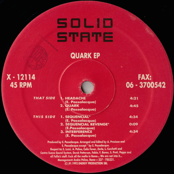 Solid State - Quark EP | X-Energy Records (X-12114) - main Solid State - Quark EP | X-Energy Records (X-12114) - main