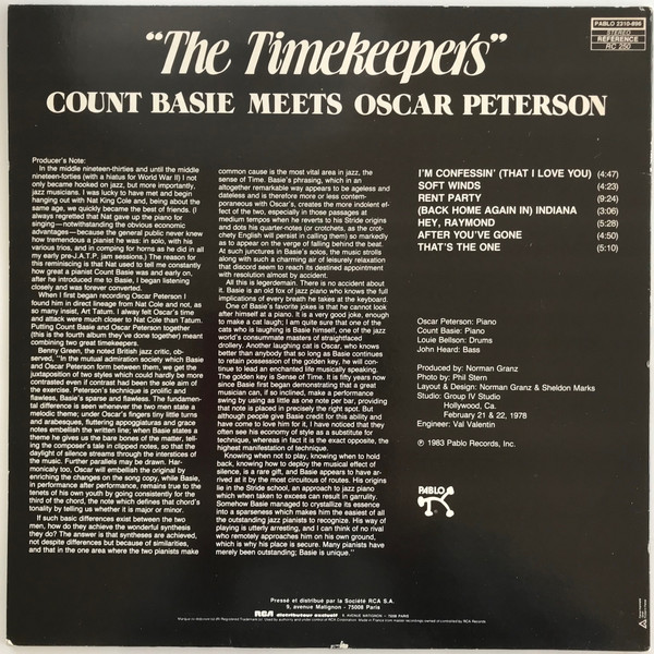 Count Basie  &  Oscar Peterson - The Timekeepers | Pablo Records (2310-896)