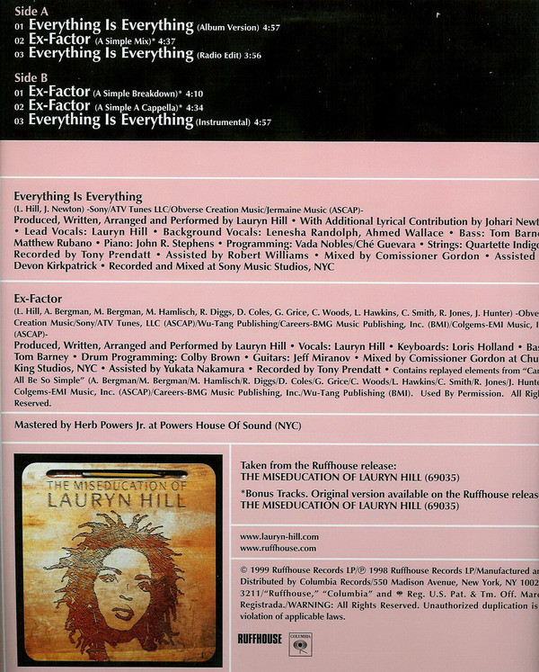 Lauryn Hill - Everything Is Everything | Ruffhouse Records (44 79207) - 2
