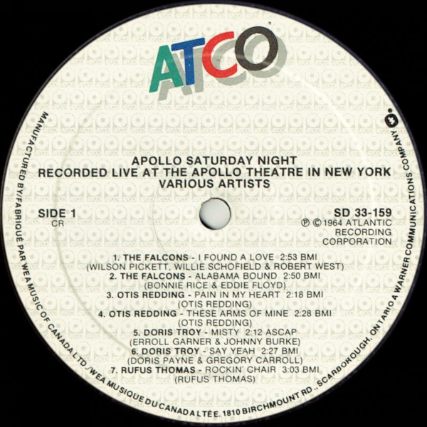 Various - Apollo Saturday Night | ATCO Records (SD 33-159) - 3