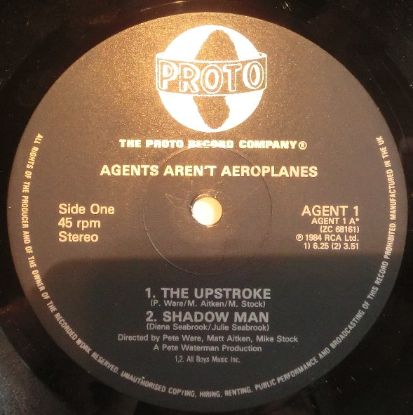 Agents Aren't Aeroplanes - The Upstroke (12") [Vinyl] | Proto (AGENT 1) - 4