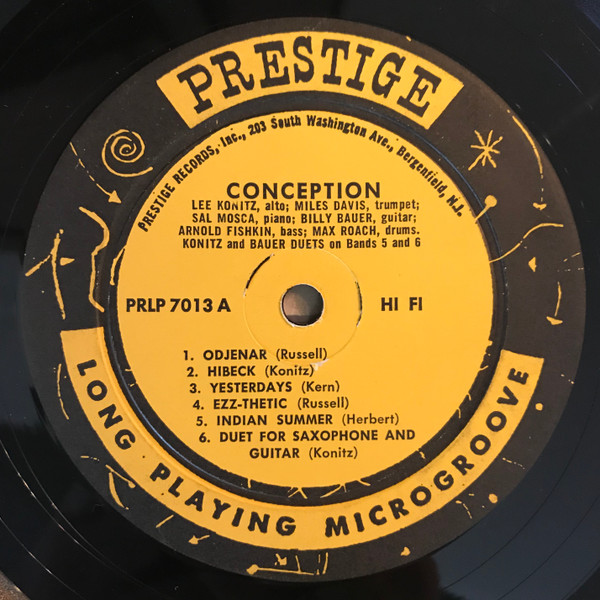 Miles Davis / Stan Getz / Gerry Mulligan / Lee Konitz / Sonny Rollins / Zoot Sims - Conception | Prestige (LP 7013) - 3 Miles Davis / Stan Getz / Gerry Mulligan / Lee Konitz / Sonny Rollins / Zoot Sims - Conception | Prestige (LP 7013) - 3