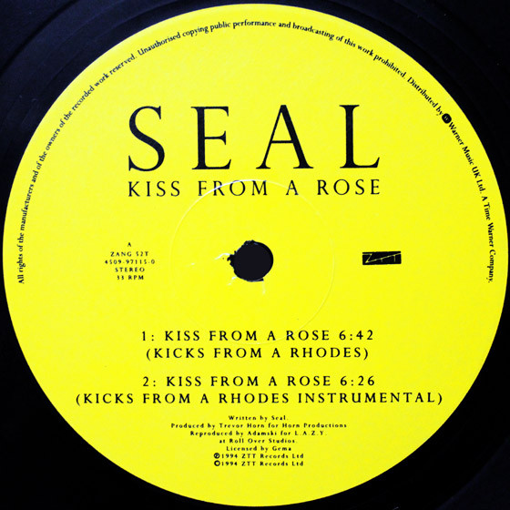 Seal - Kiss From A Rose (The Adamski Remixes) | ZTT (ZANG 52T) - 3