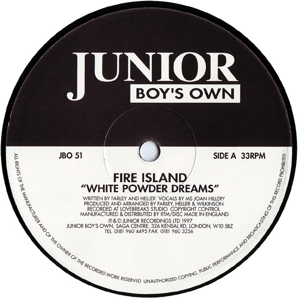 Fire Island - White Powder Dreams | Junior Boy's Own (JBO 51)